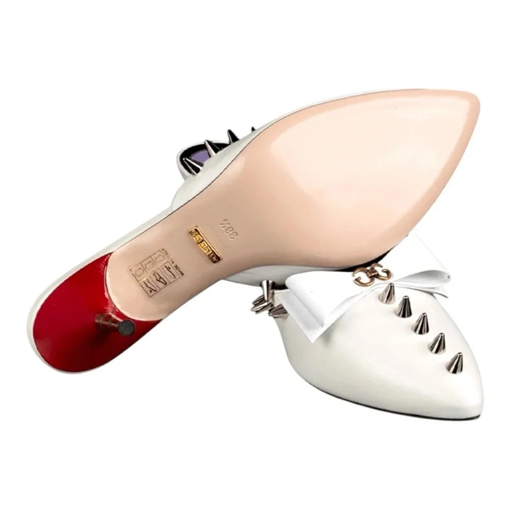Gucci Vernice GG Spike Mules Malaga Kid Patent Leather 8.5 EU 38.5 Pointed Toe - Picture 7 of 12